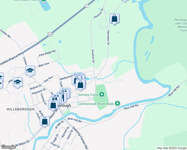 map of restaurants, bars, coffee shops, grocery stores, and more near 66 Preston Street in Hillsboro