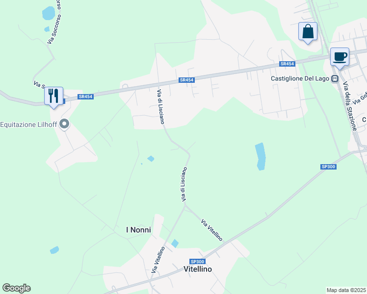 map of restaurants, bars, coffee shops, grocery stores, and more near 60 Via di Lisciano in Provincia di Perugia
