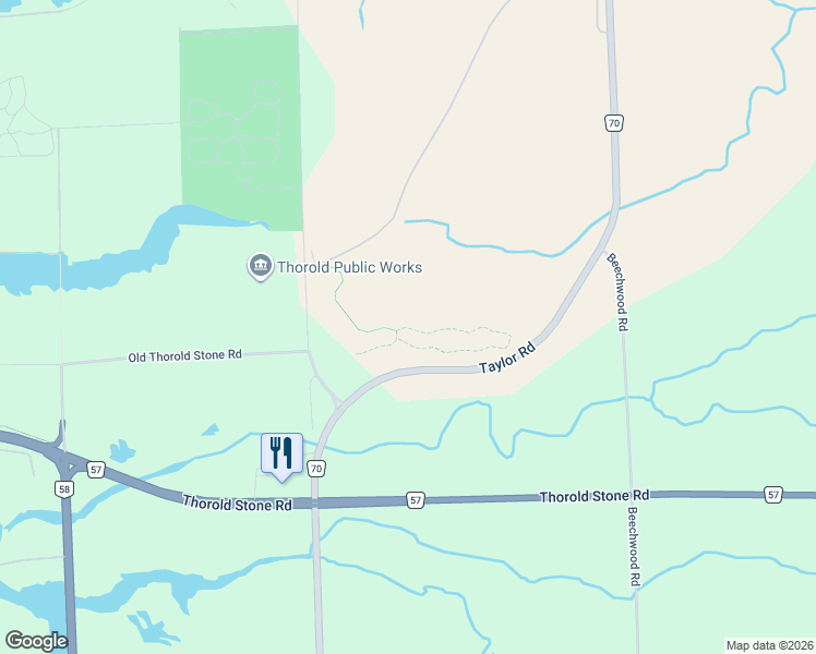 map of restaurants, bars, coffee shops, grocery stores, and more near 10 Mile Creek Trail in Niagara Falls