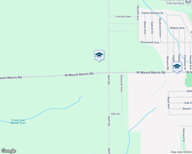 map of restaurants, bars, coffee shops, grocery stores, and more near 2055 West Mount Morris Road in Mount Morris