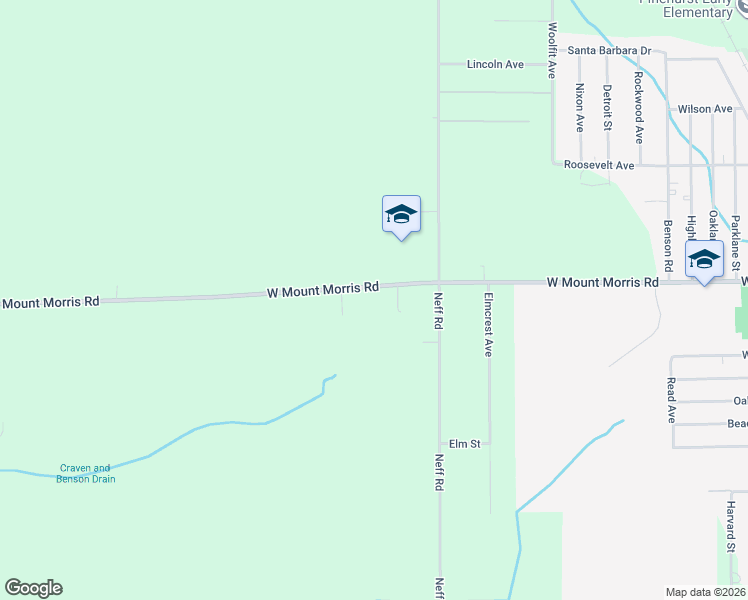 map of restaurants, bars, coffee shops, grocery stores, and more near 2055 West Mount Morris Road in Mount Morris