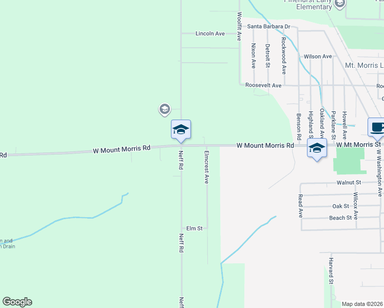 map of restaurants, bars, coffee shops, grocery stores, and more near 1511 West Mount Morris Road in Mount Morris