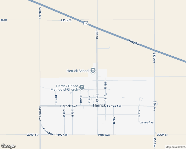map of restaurants, bars, coffee shops, grocery stores, and more near 725 8th Street in Herrick