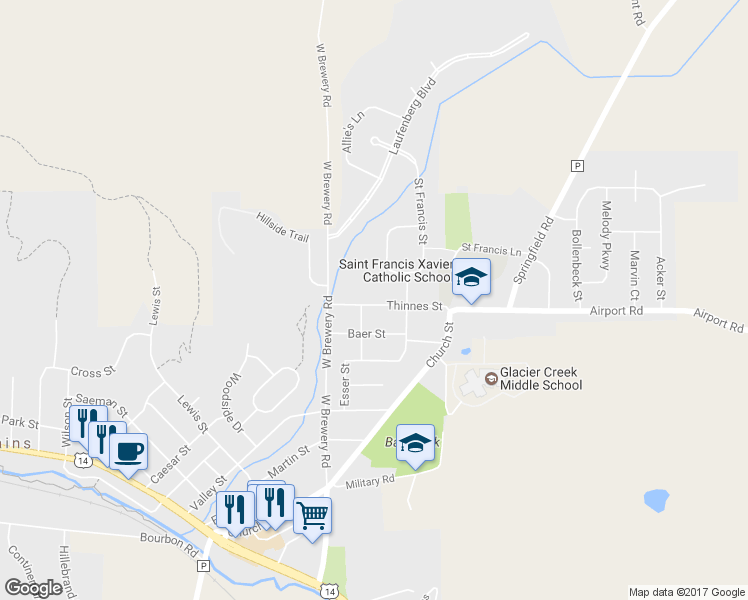 map of restaurants, bars, coffee shops, grocery stores, and more near 2713 Thinnes Street in Cross Plains