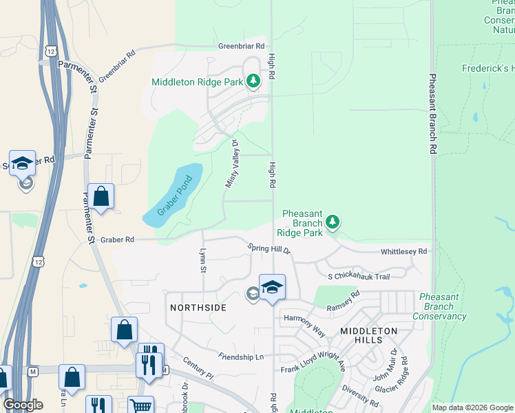 map of restaurants, bars, coffee shops, grocery stores, and more near 3802-3898 High Rd in Middleton