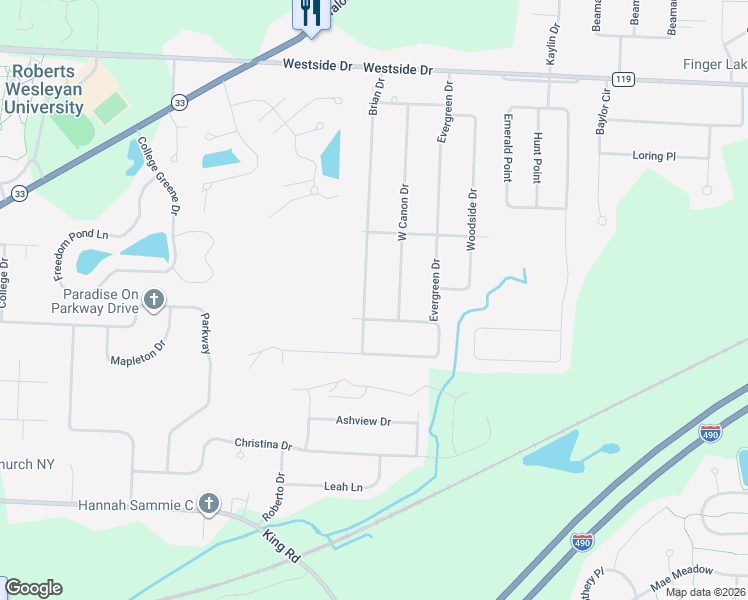 map of restaurants, bars, coffee shops, grocery stores, and more near 60 Brian Drive in Rochester