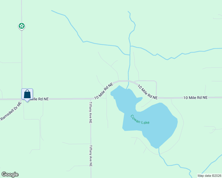 map of restaurants, bars, coffee shops, grocery stores, and more near 9716 10 Mile Road Northeast in Rockford