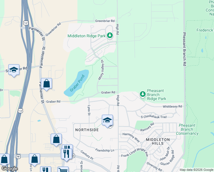map of restaurants, bars, coffee shops, grocery stores, and more near 4819 High Road in Middleton