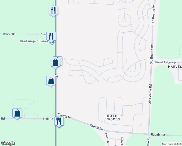 map of restaurants, bars, coffee shops, grocery stores, and more near 1201 Maplewood Drive in Lockport
