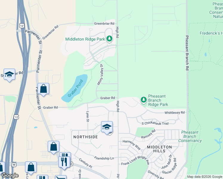 map of restaurants, bars, coffee shops, grocery stores, and more near 3802-3898 High Rd in Middleton