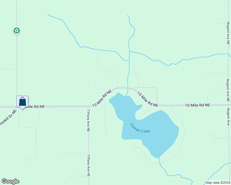 map of restaurants, bars, coffee shops, grocery stores, and more near 9716 10 Mile Road Northeast in Rockford