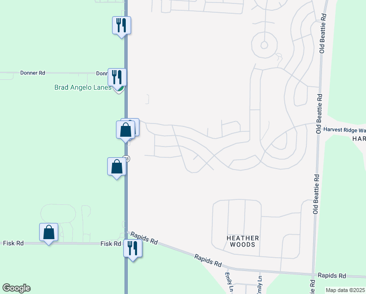 map of restaurants, bars, coffee shops, grocery stores, and more near 1219 Maplewood Drive in Lockport