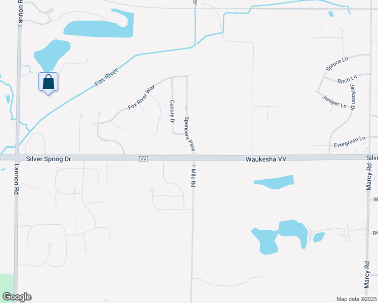 map of restaurants, bars, coffee shops, grocery stores, and more near W192N5583 1 Mile Road in Menomonee Falls