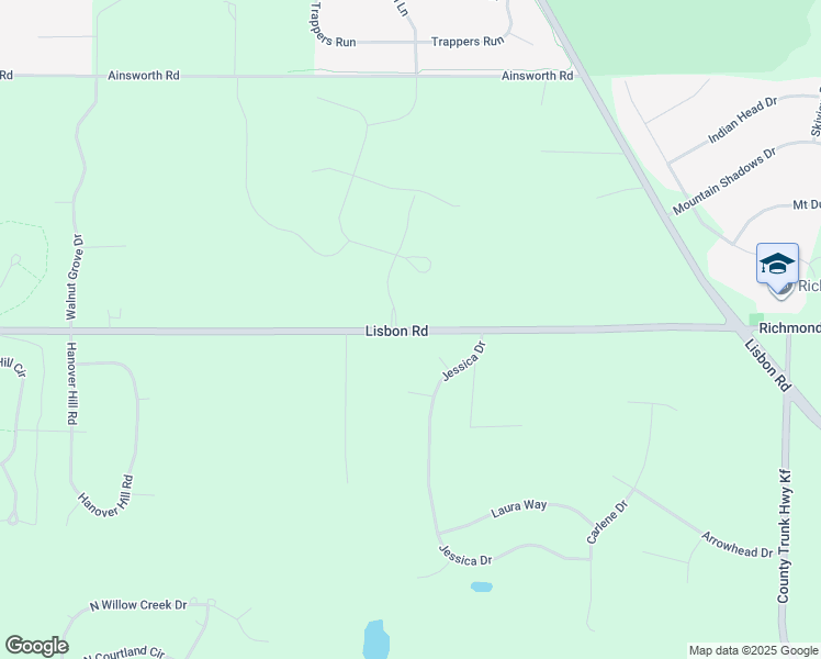 map of restaurants, bars, coffee shops, grocery stores, and more near N56W27476 Lisbon Road in Sussex