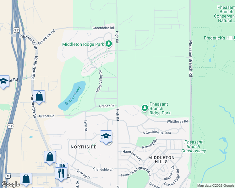 map of restaurants, bars, coffee shops, grocery stores, and more near 3802-3898 High Rd in Middleton