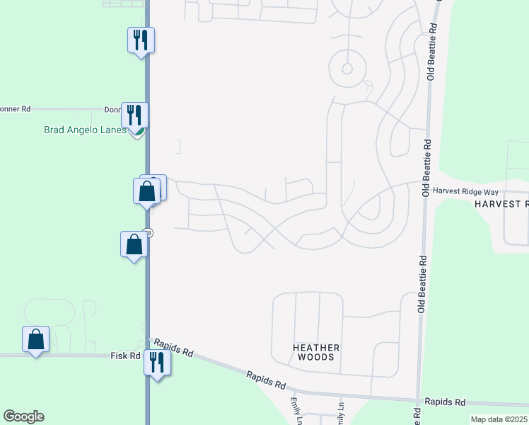 map of restaurants, bars, coffee shops, grocery stores, and more near 1075 Fernwood Drive in Lockport