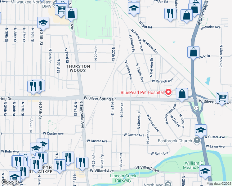 map of restaurants, bars, coffee shops, grocery stores, and more near in Milwaukee
