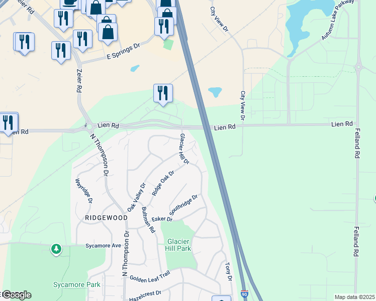map of restaurants, bars, coffee shops, grocery stores, and more near 6 Loomis Circle in Madison