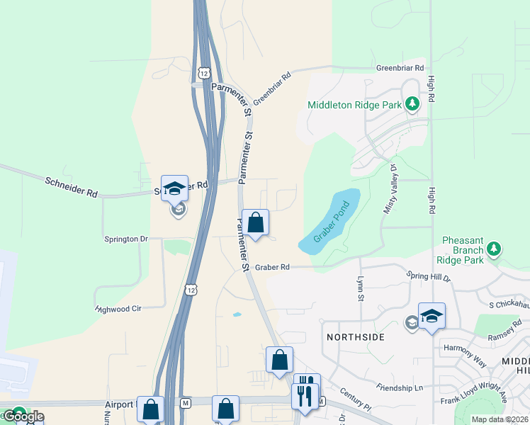 map of restaurants, bars, coffee shops, grocery stores, and more near 3919 Parmenter Street in Middleton