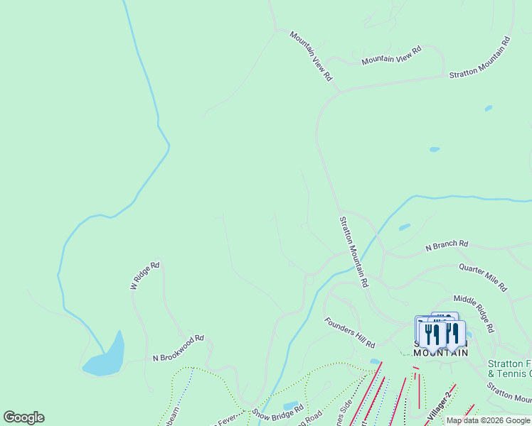 map of restaurants, bars, coffee shops, grocery stores, and more near 21 Roundtree Road in Winhall