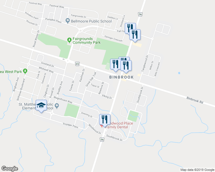 map of restaurants, bars, coffee shops, grocery stores, and more near 94 Donald Bell Drive in Hamilton