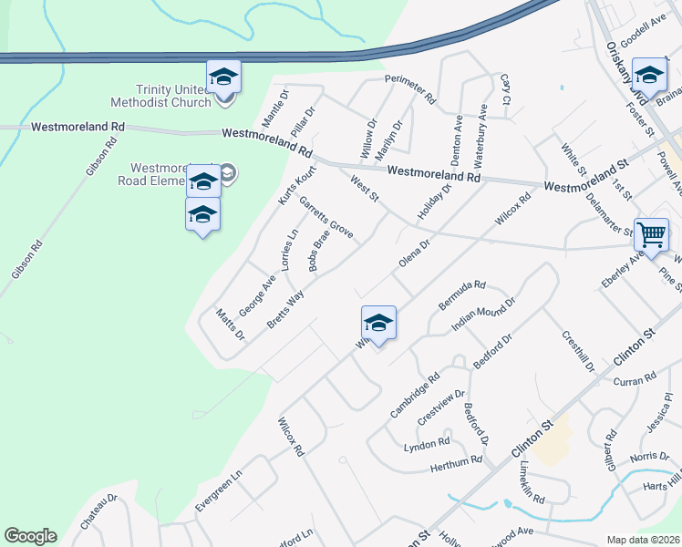 map of restaurants, bars, coffee shops, grocery stores, and more near 509 Bretts Way in Whitesboro