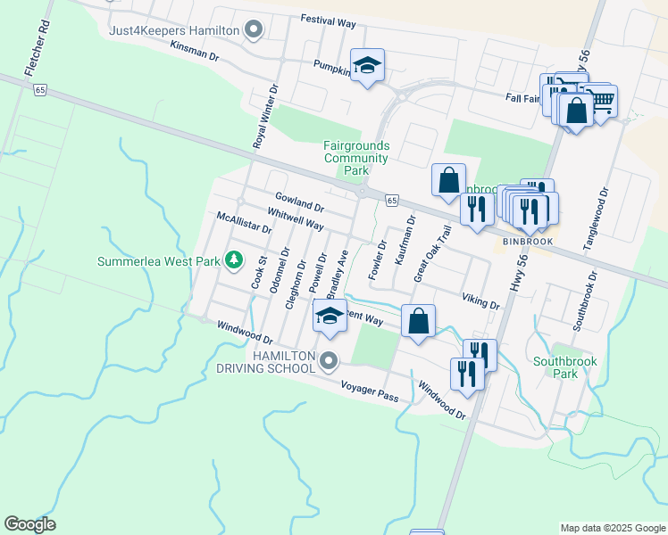map of restaurants, bars, coffee shops, grocery stores, and more near 110 Bradley Avenue in Hamilton