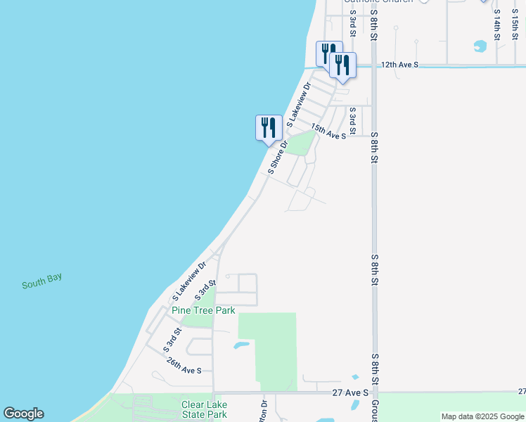 map of restaurants, bars, coffee shops, grocery stores, and more near 1708 S Shore Dr in Clear Lake