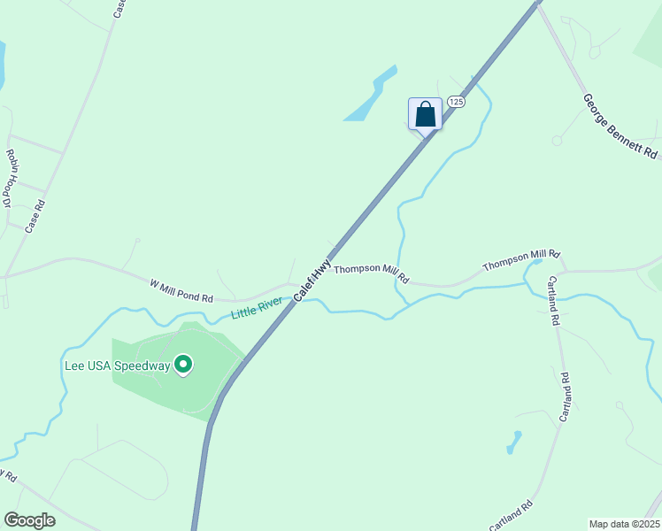 map of restaurants, bars, coffee shops, grocery stores, and more near 121 Thompson Mill Road in Lee