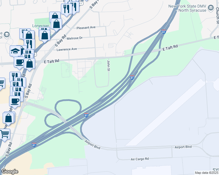 map of restaurants, bars, coffee shops, grocery stores, and more near in Syracuse