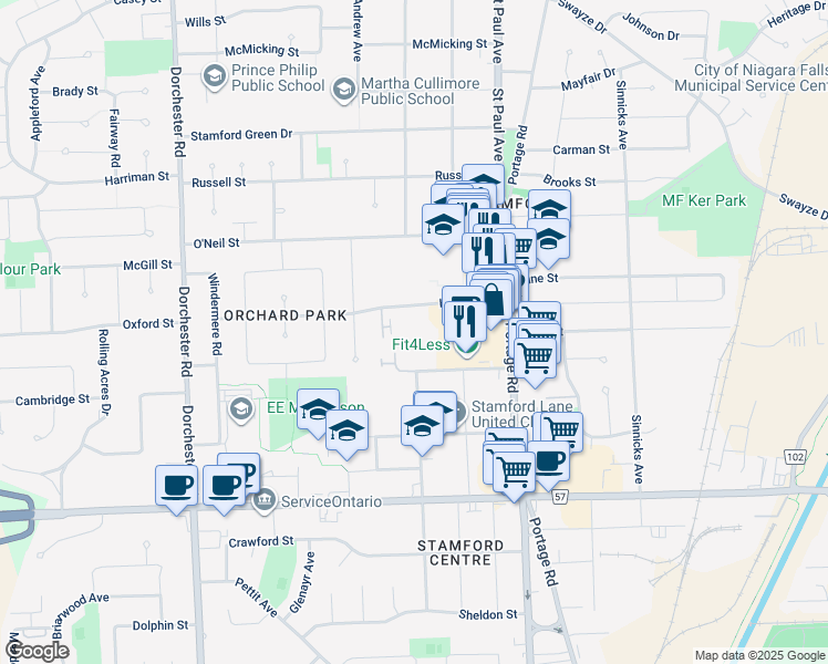 map of restaurants, bars, coffee shops, grocery stores, and more near in Grand Island