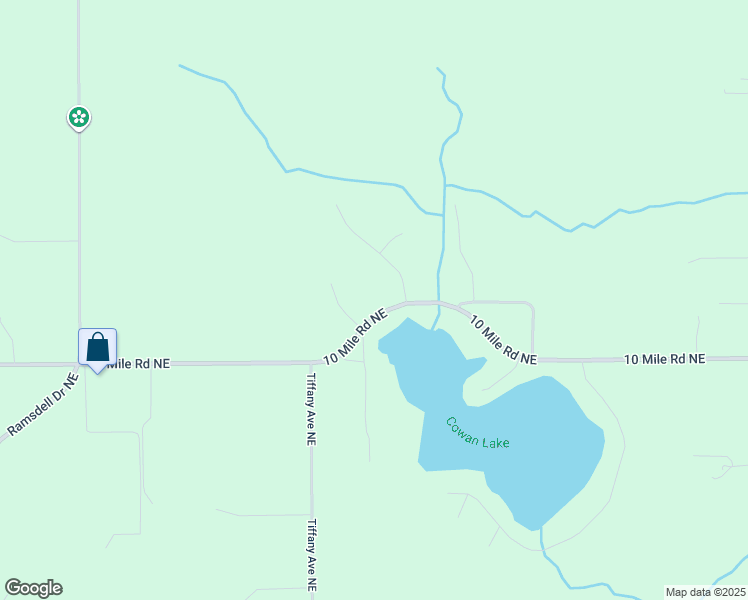 map of restaurants, bars, coffee shops, grocery stores, and more near 9795 10 Mile Road Northeast in Rockford