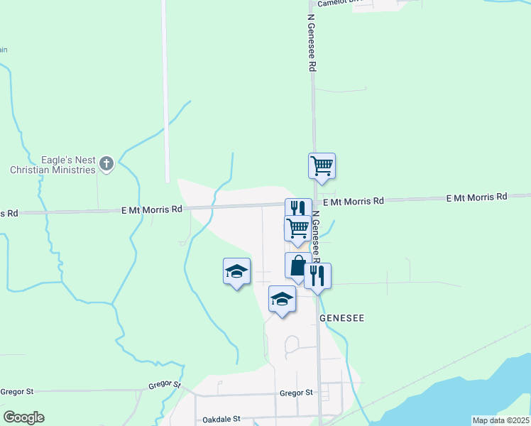 map of restaurants, bars, coffee shops, grocery stores, and more near 4448 East Mount Morris Road in Mount Morris