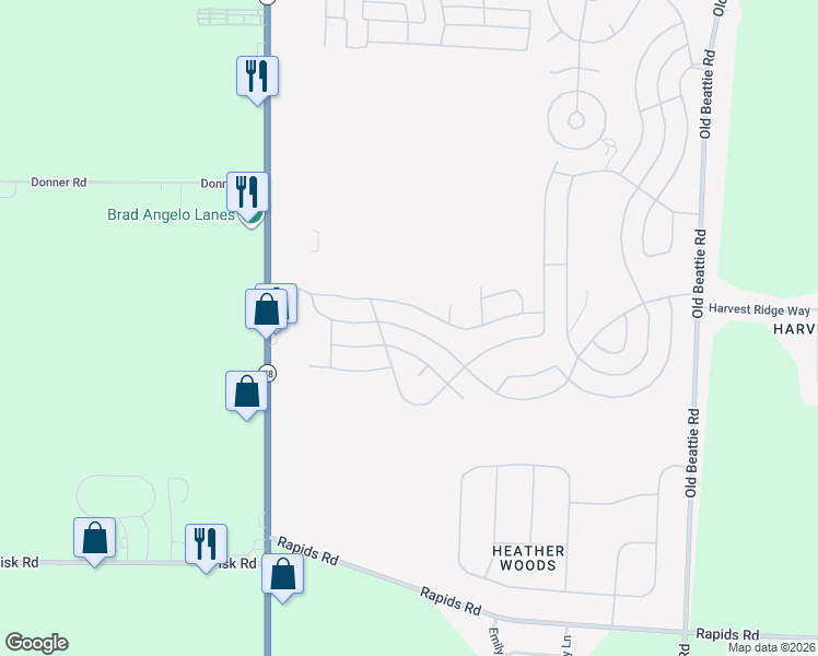 map of restaurants, bars, coffee shops, grocery stores, and more near 1058 Fernwood Drive in Lockport