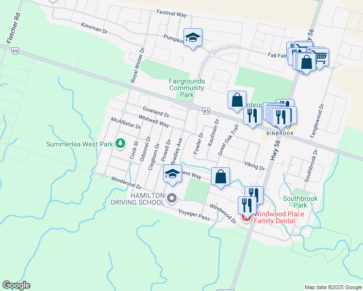 map of restaurants, bars, coffee shops, grocery stores, and more near 82 Bradley Avenue in Hamilton