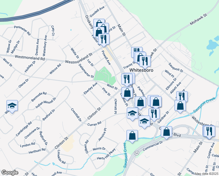 map of restaurants, bars, coffee shops, grocery stores, and more near 6 West St in Whitesboro