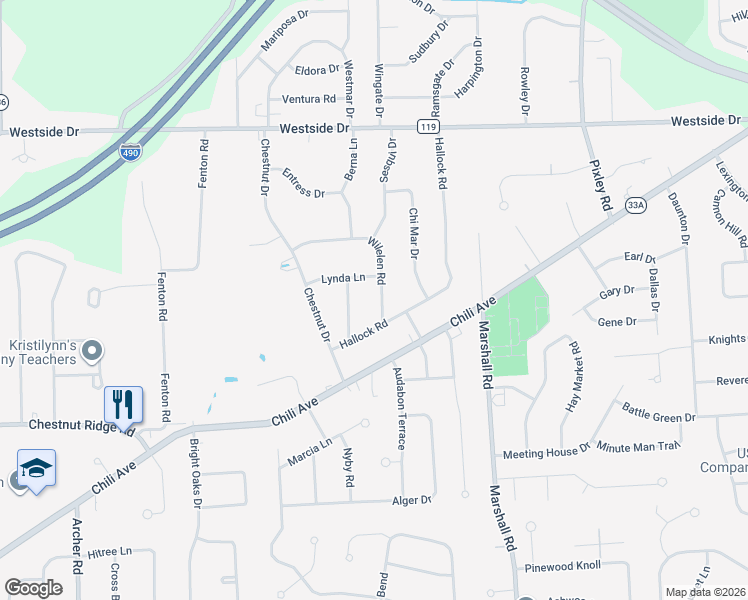 map of restaurants, bars, coffee shops, grocery stores, and more near 11 Wilelen Road in Rochester