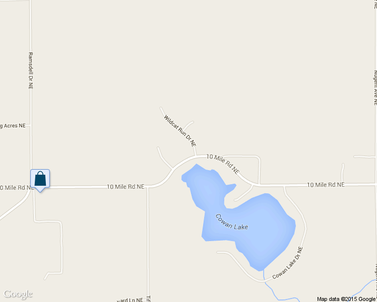 map of restaurants, bars, coffee shops, grocery stores, and more near 9795 10 Mile Rd NE in Rockford