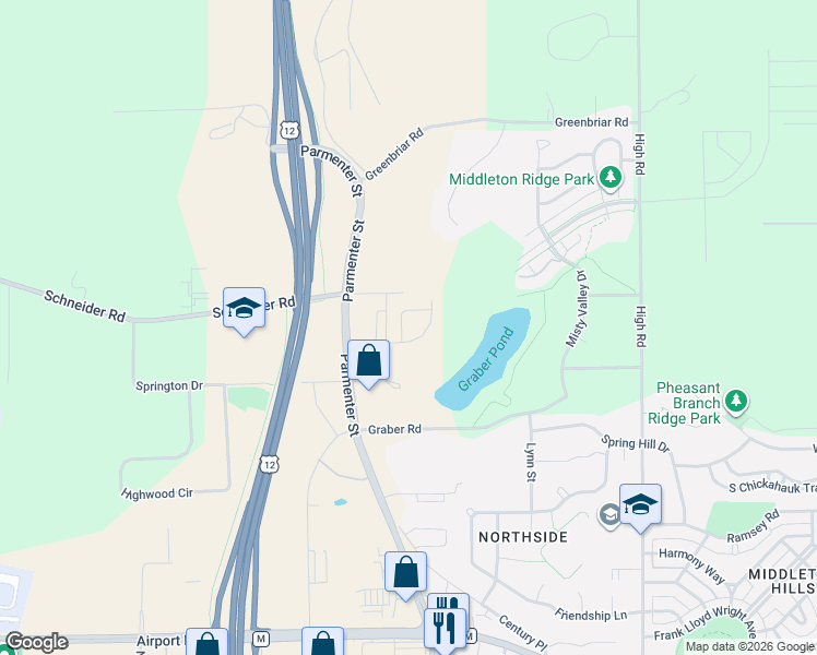 map of restaurants, bars, coffee shops, grocery stores, and more near 3919 Parmenter Street in Middleton