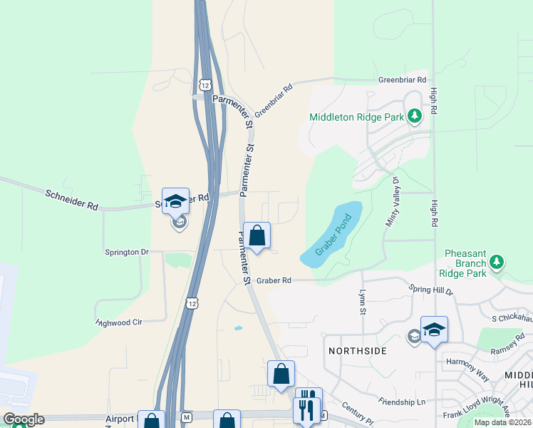 map of restaurants, bars, coffee shops, grocery stores, and more near 3919 Parmenter Street in Middleton