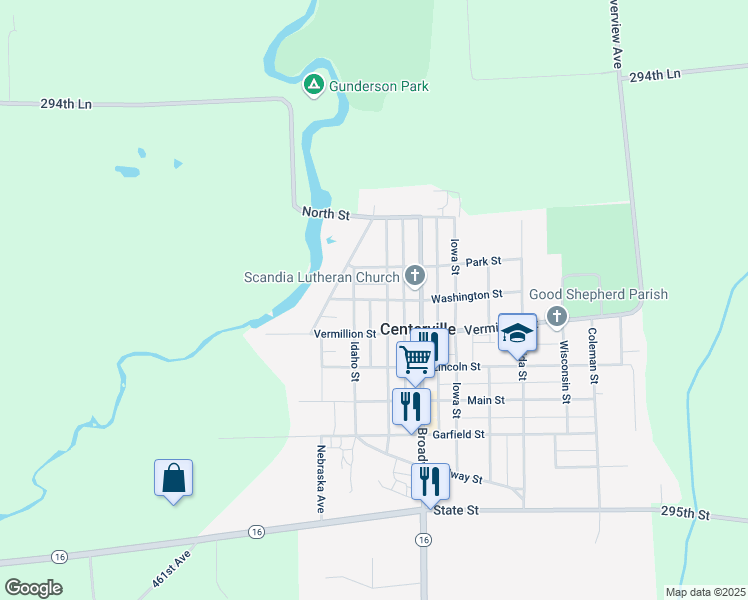 map of restaurants, bars, coffee shops, grocery stores, and more near 1041 Washington Street in Centerville