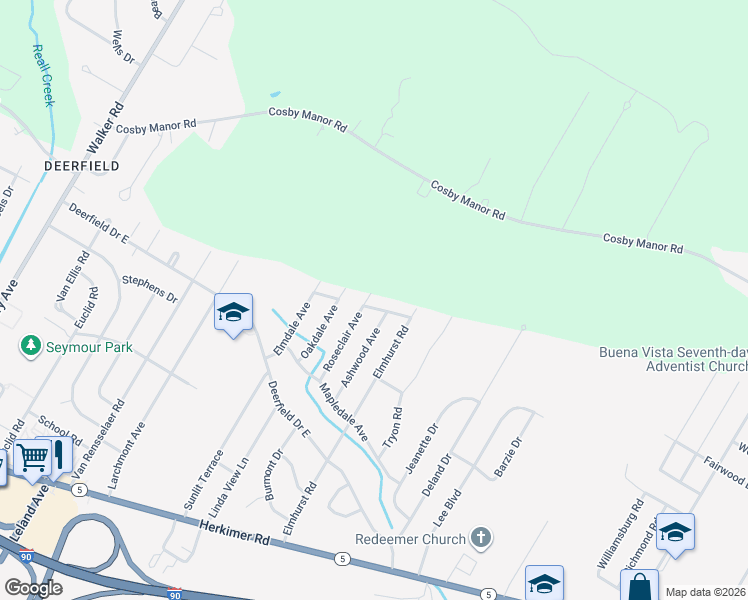 map of restaurants, bars, coffee shops, grocery stores, and more near 477 Roseclair Avenue in Utica