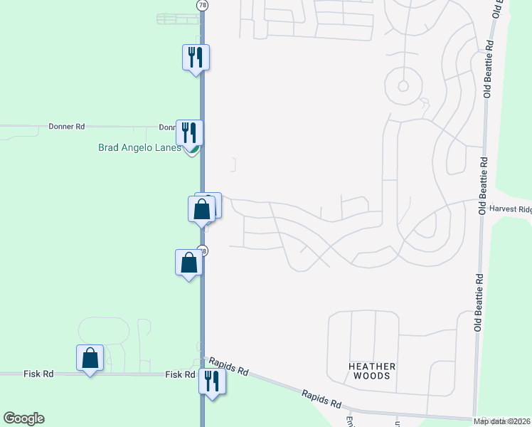 map of restaurants, bars, coffee shops, grocery stores, and more near 1059 Fernwood Drive in Lockport