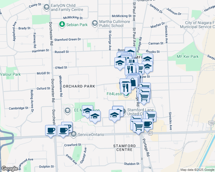 map of restaurants, bars, coffee shops, grocery stores, and more near in Grand Island