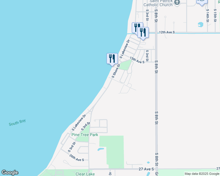 map of restaurants, bars, coffee shops, grocery stores, and more near 1708 South Shore Drive in Clear Lake