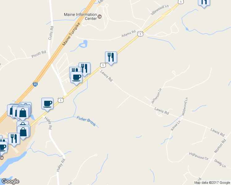 map of restaurants, bars, coffee shops, grocery stores, and more near 450 U South Route in Kittery