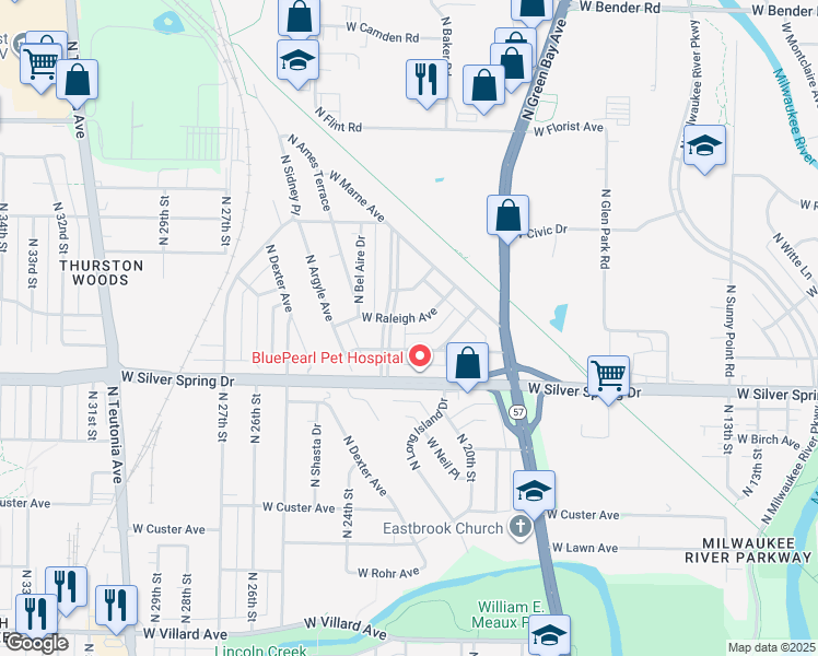 map of restaurants, bars, coffee shops, grocery stores, and more near 2221 West Raleigh Avenue in Glendale