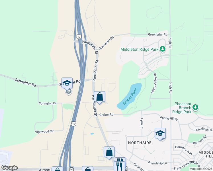 map of restaurants, bars, coffee shops, grocery stores, and more near 3919 Parmenter Street in Middleton