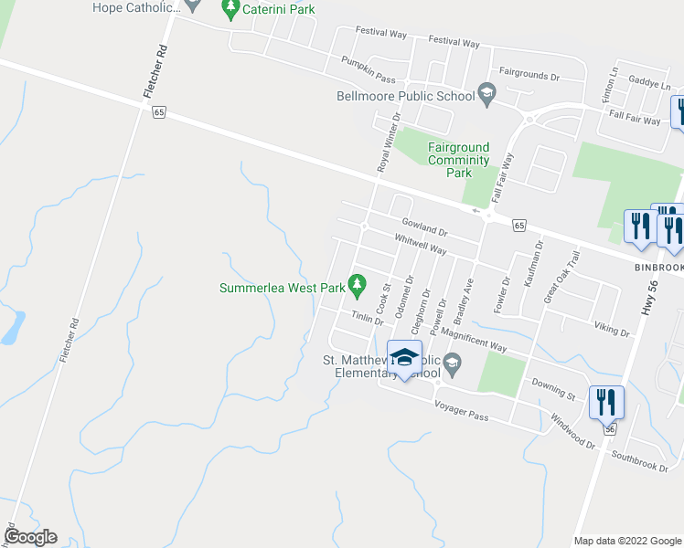 map of restaurants, bars, coffee shops, grocery stores, and more near 120 Binhaven Boulevard in Hamilton