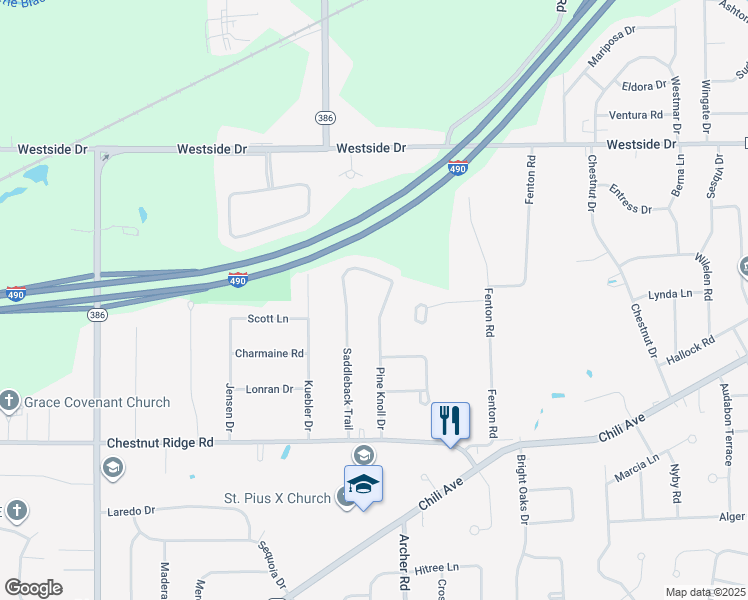 map of restaurants, bars, coffee shops, grocery stores, and more near in Monroe County